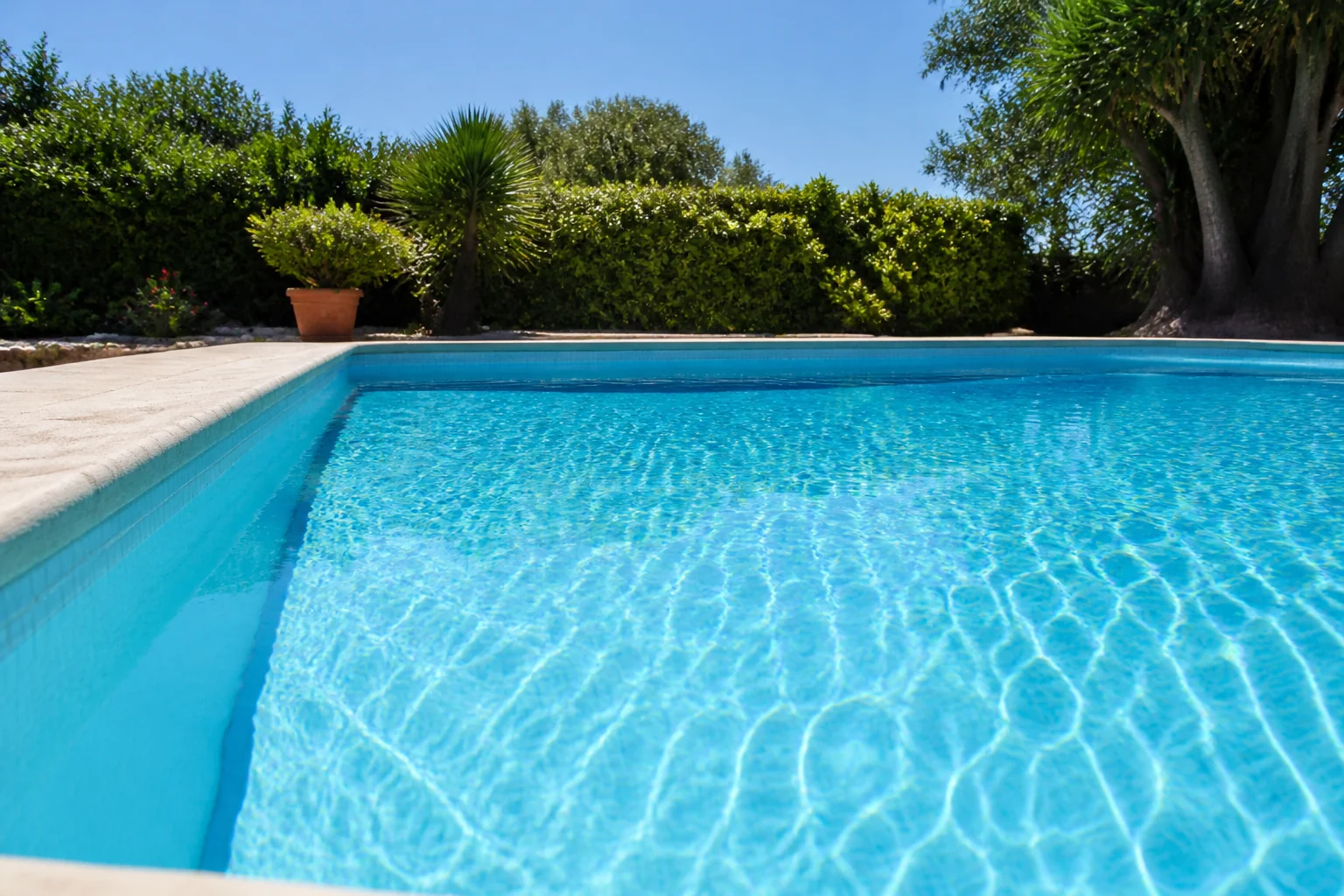 Vaso de piscina con el gresite en buen estado y agua cristalina