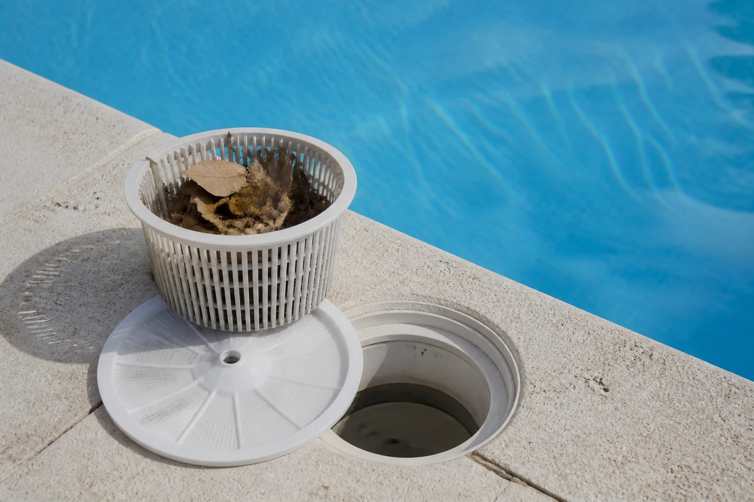 Cestillo del skimmer retirado para su limpieza